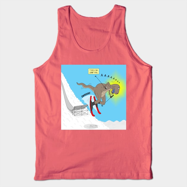 T-Rex Ski Jump Fail Tank Top by OutToLunch